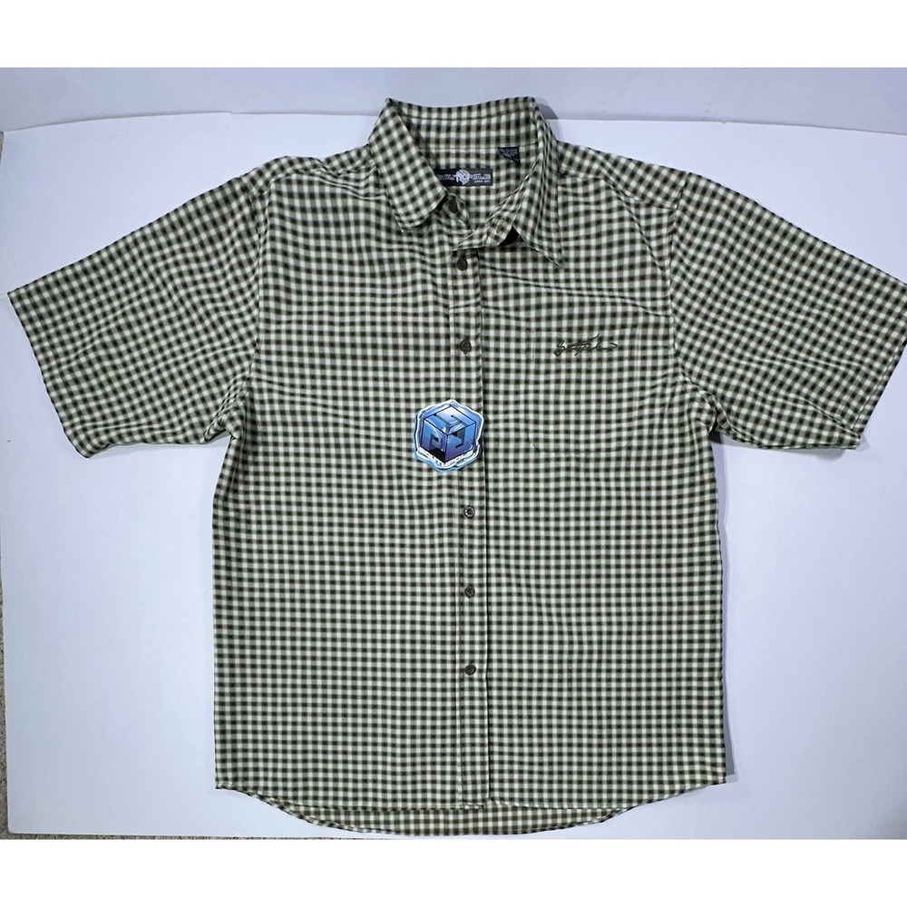 Southpole Men's XL Short Sleeve Button Down Shirt Green Plaid Checkered NWT